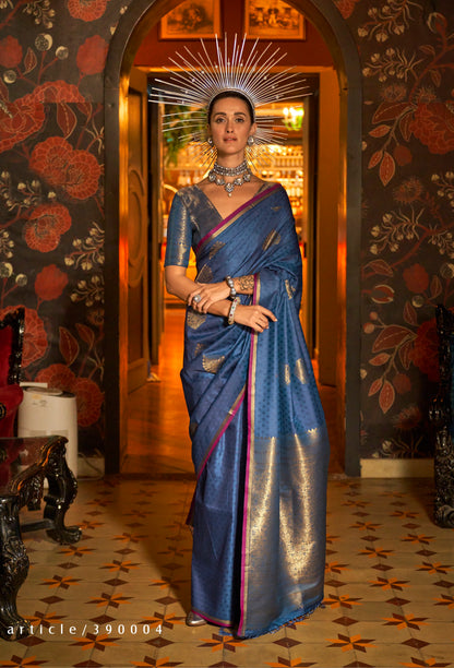 Blue Kanjivaram Silk Readymade/Easy Saree