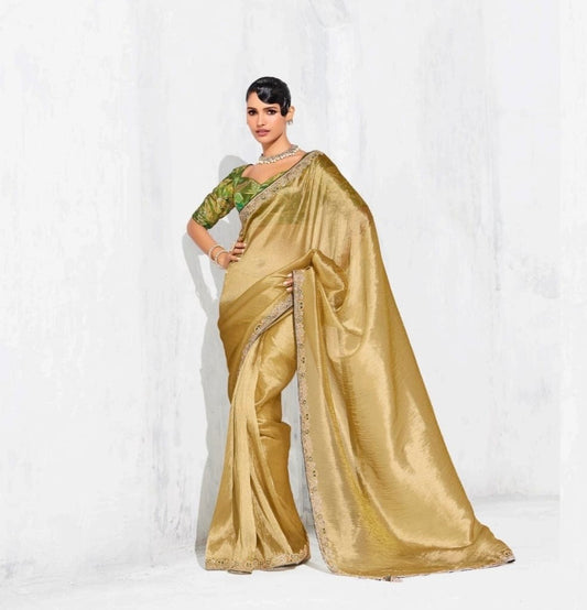 Golden Tissue Silk Readymade/Easy Saree