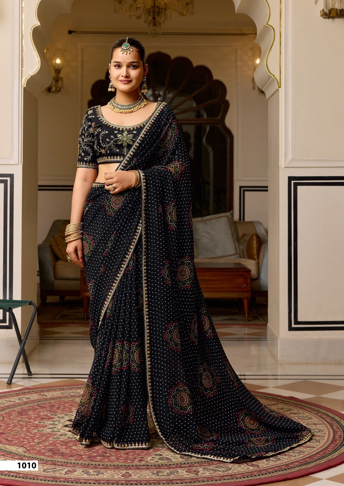 Black Georgette Normal Drape Saree - Panaash Saree
