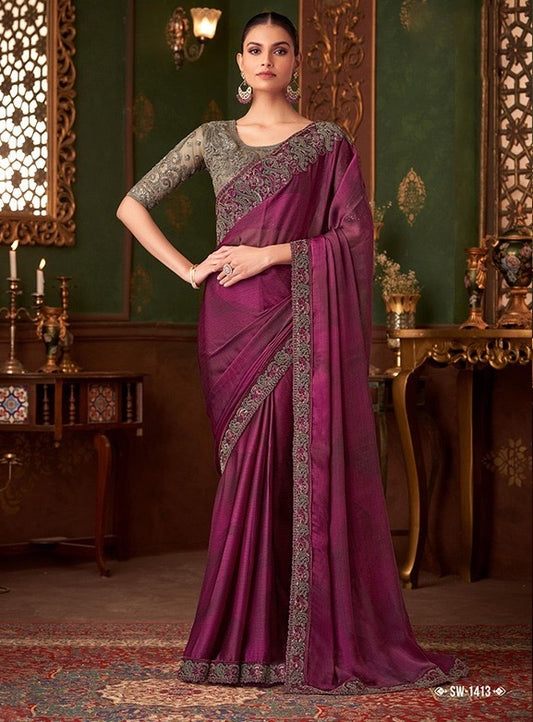 Magenta Color Cocktail Readymade Saree