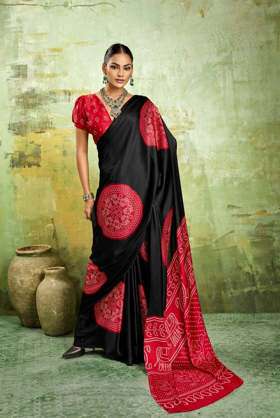 Black Modal Silk Ready To Wear/Easy Saree by Stylebypanaash