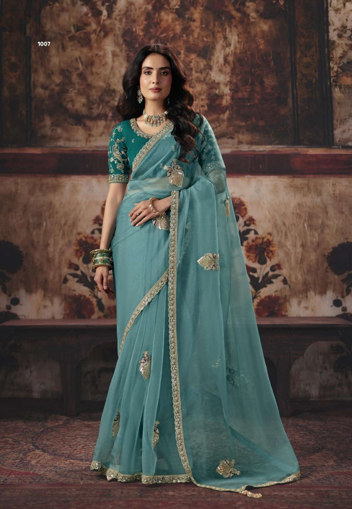 Dusty Blue Soft Silk Ready To Wear/Easy Saree by Stylebypanaash