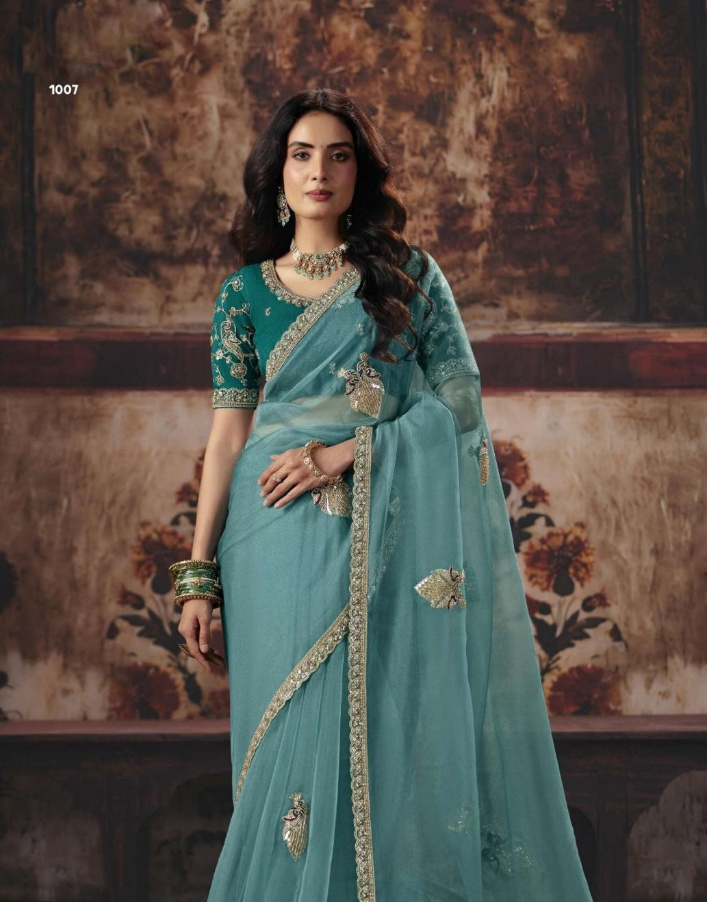 Dusty Blue Soft Silk Ready To Wear/Easy Saree by Stylebypanaash