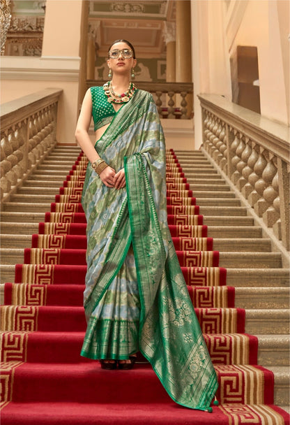 Dark Green Color Satin Silk Readymade/Easy Saree