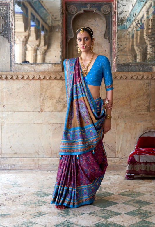 Purple Patola Silk Readymade/Easy Saree