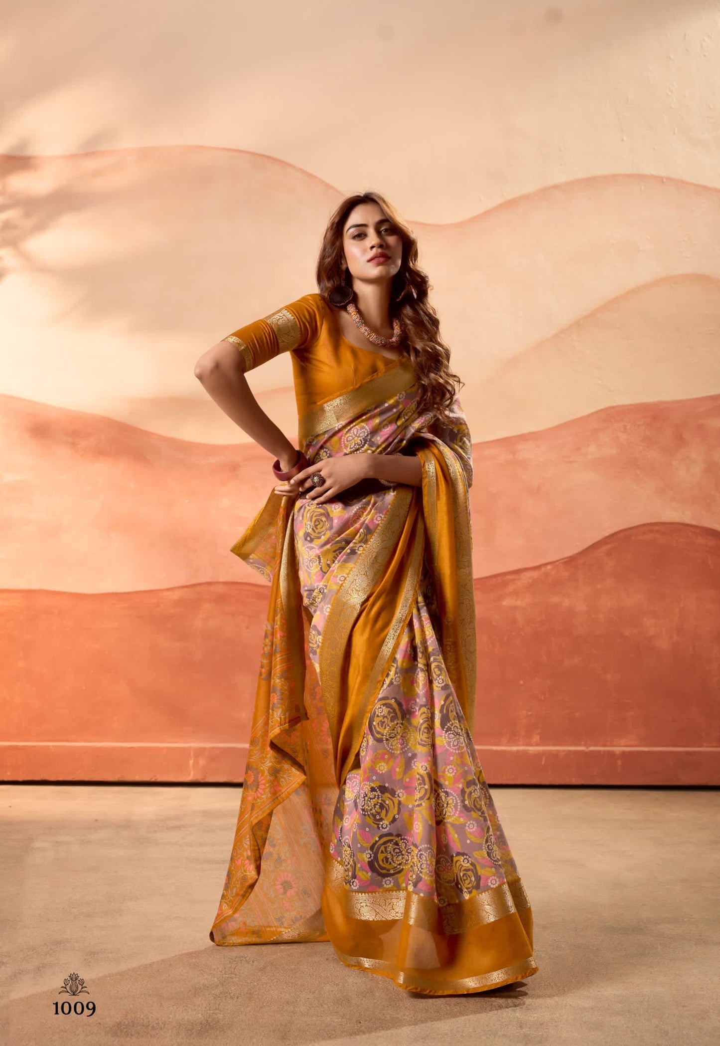 Multicolor Silk Cotton Readymade/Easy Saree