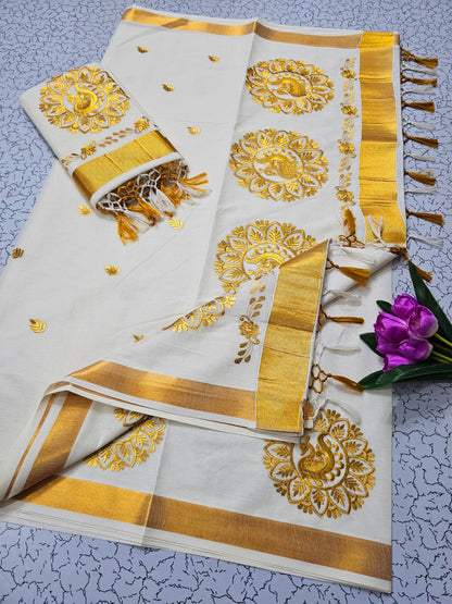 Kerala Mul Cotton Kasavu Easy/Readymade Saree