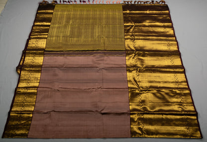 Dusty Mauve Handmade Kanchipuram Pure Silk Custom Sized Ready To Wear Saree - Panaash Saree