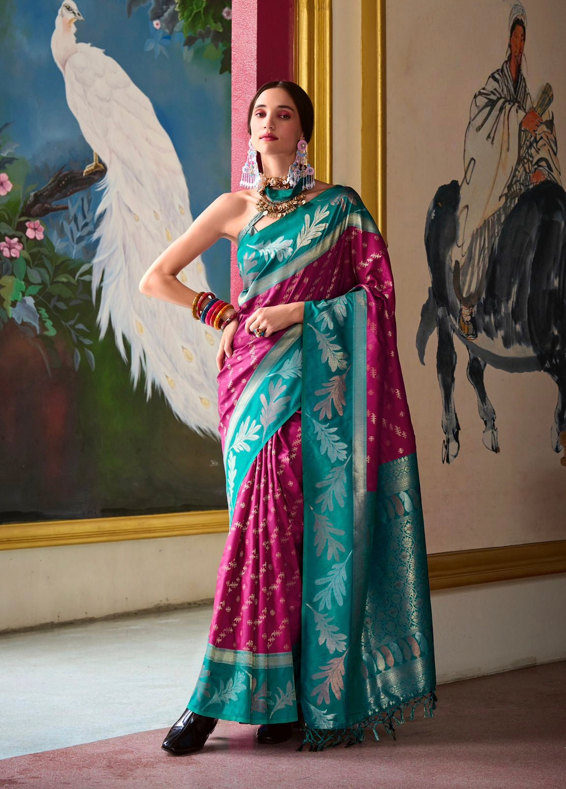 Berry Pink Readymade/Easy Kanjivaram Saree - Panaash Saree