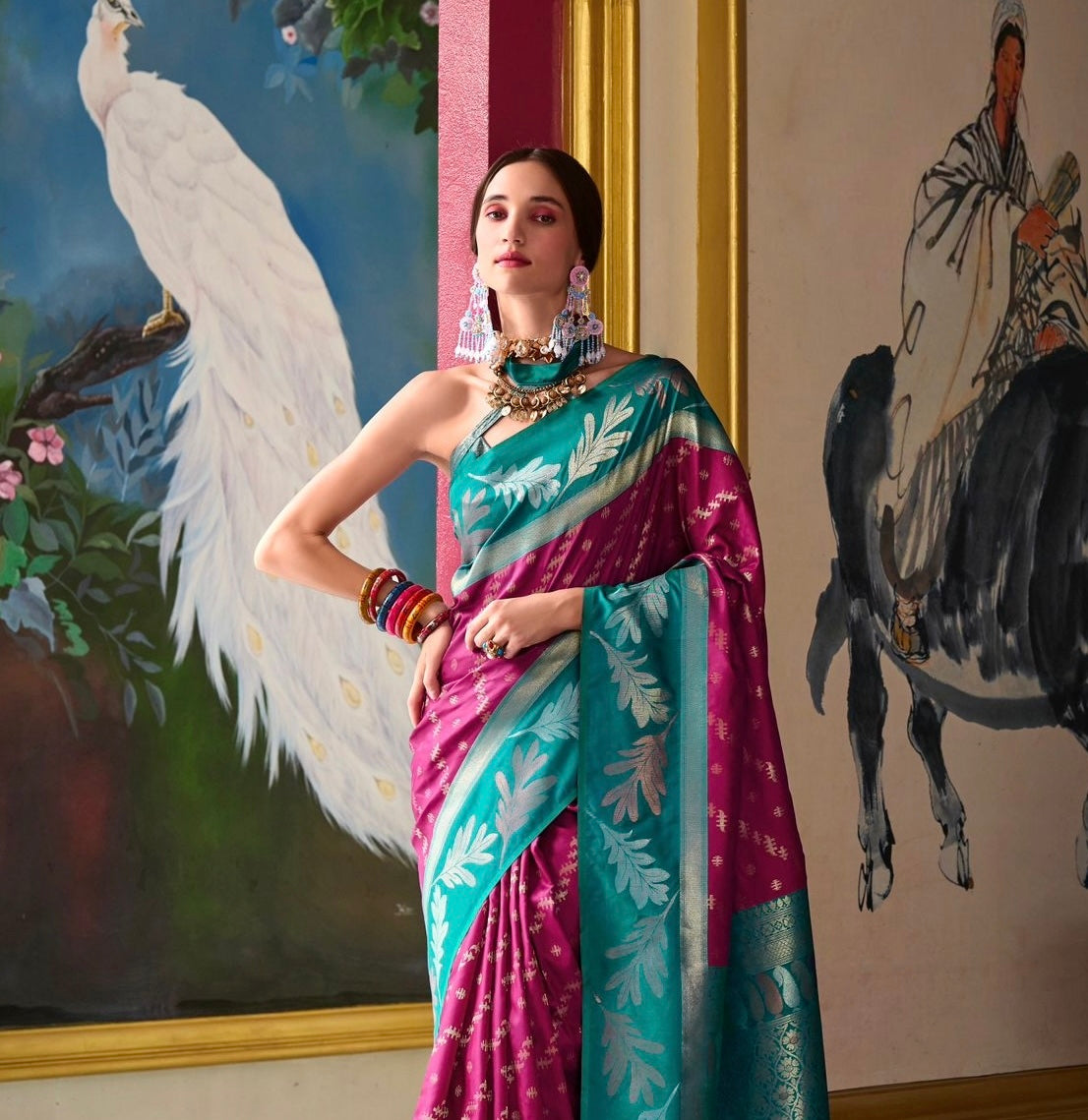 Berry Pink Readymade/Easy Kanjivaram Saree - Panaash Saree