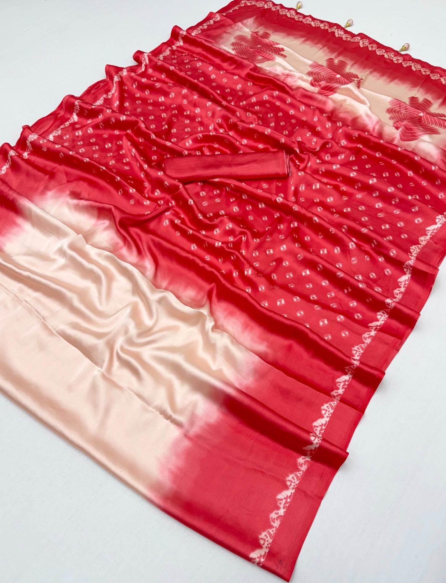 Coral Ombre Crepe Silk Ready To Wear/Easy Saree