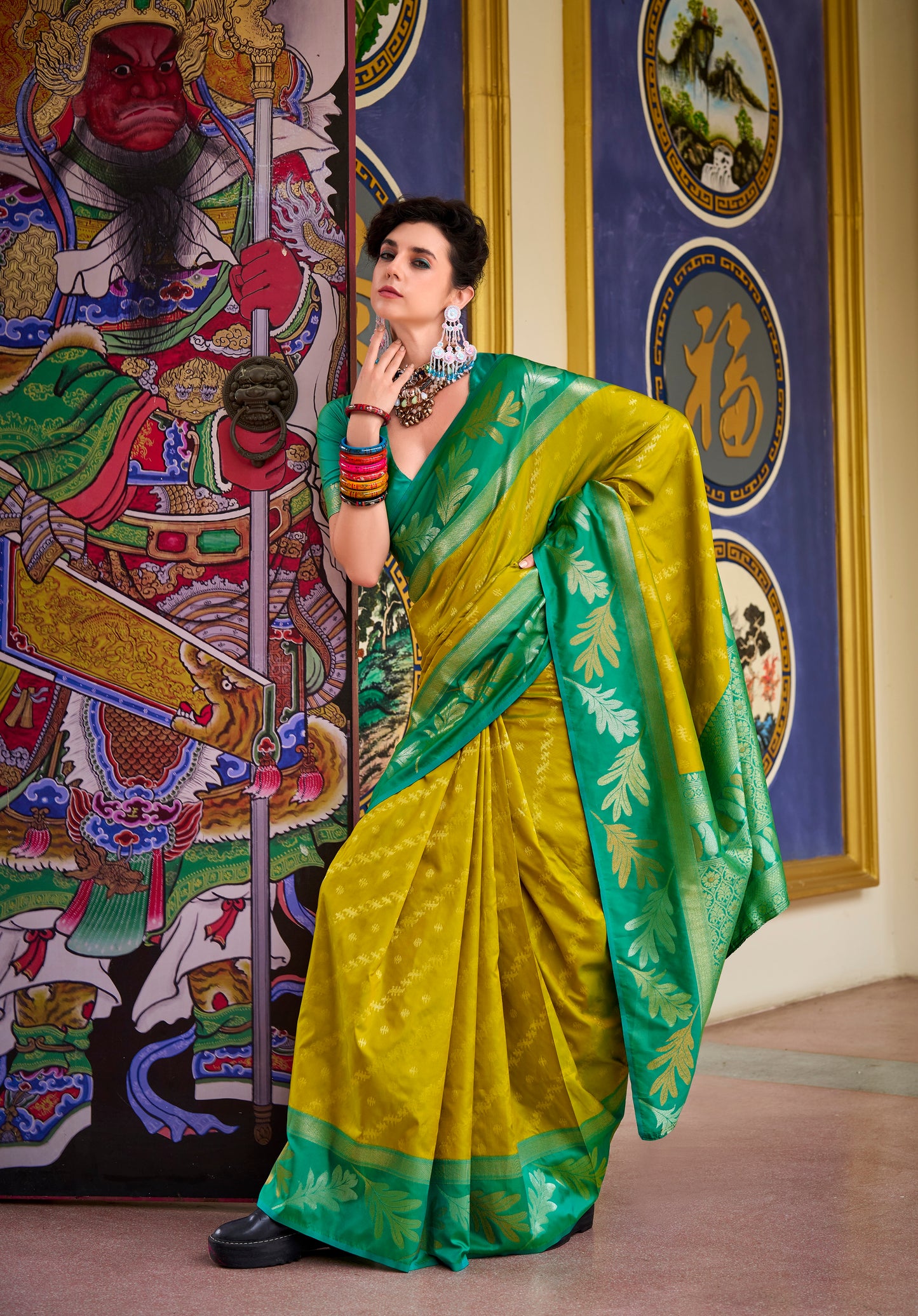 Mustard Yellow Readymade/Easy Kanjivaram Saree