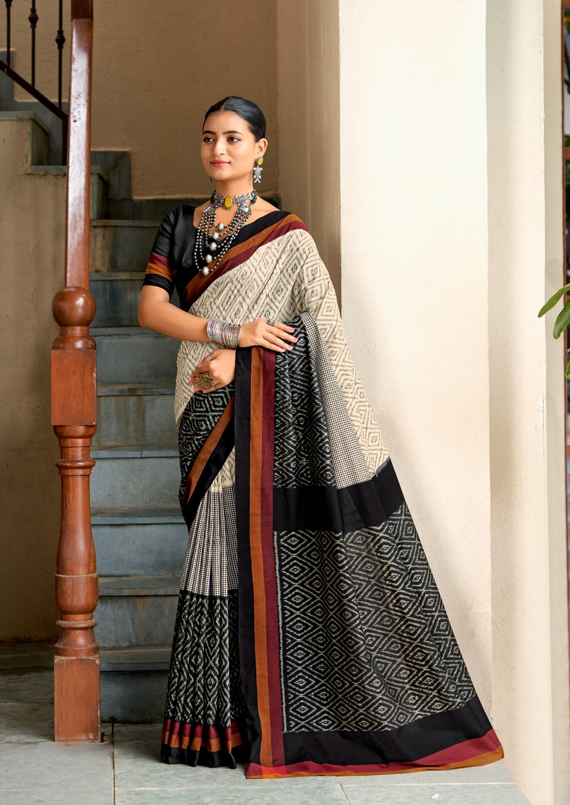 Multicolor Mul Mul Cotton Easy/Readymade Saree