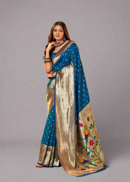 Blue Paithani Silk Readymade Saree