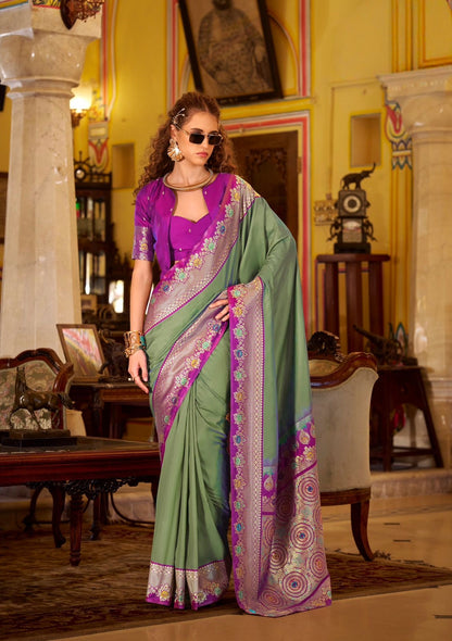 Leaf Green Readymade/Easy Kanjivaram Saree