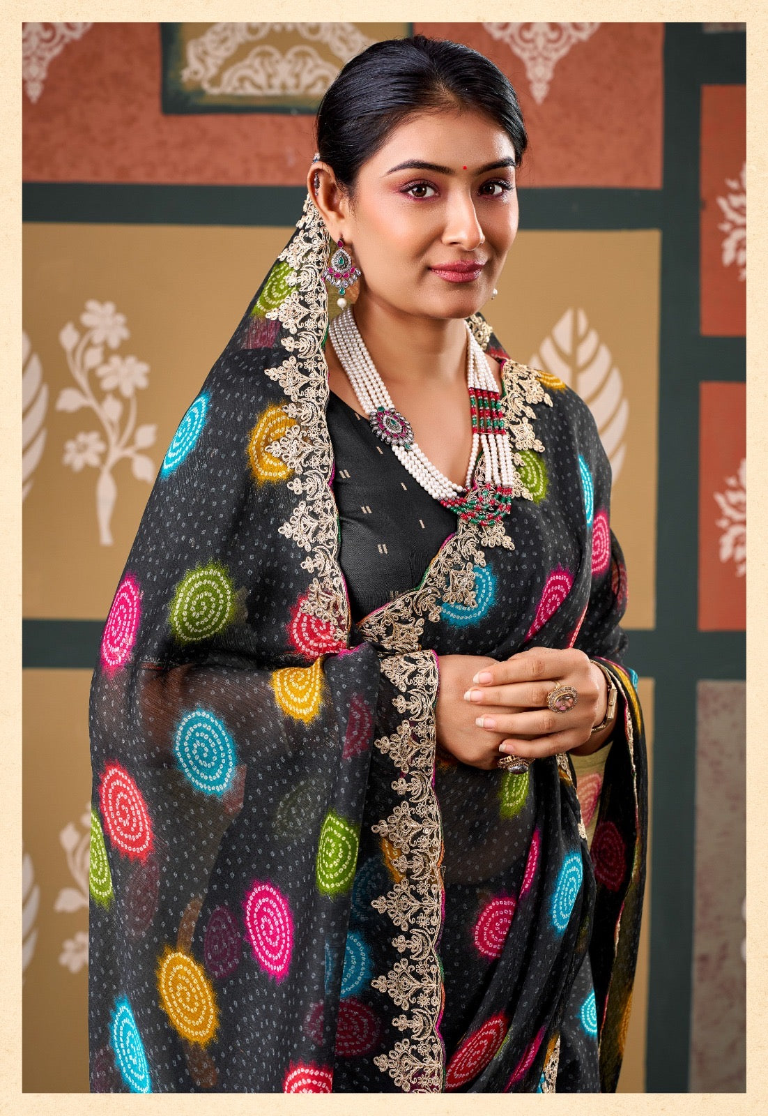 Black Chiffon Ready To Wear/Easy Saree