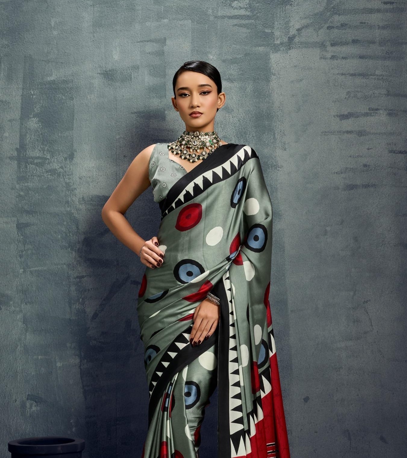 Sage Green Crepe Silk Normal Drape Saree - Panaash Saree