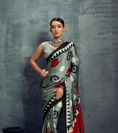 Sage Green Crepe Silk Normal Drape Saree - Panaash Saree