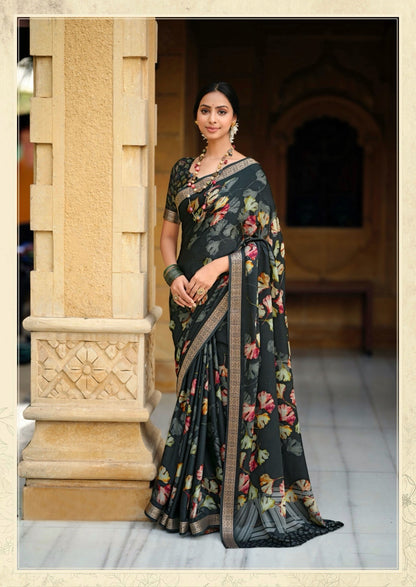 Multi Color Georgette Readymade Saree