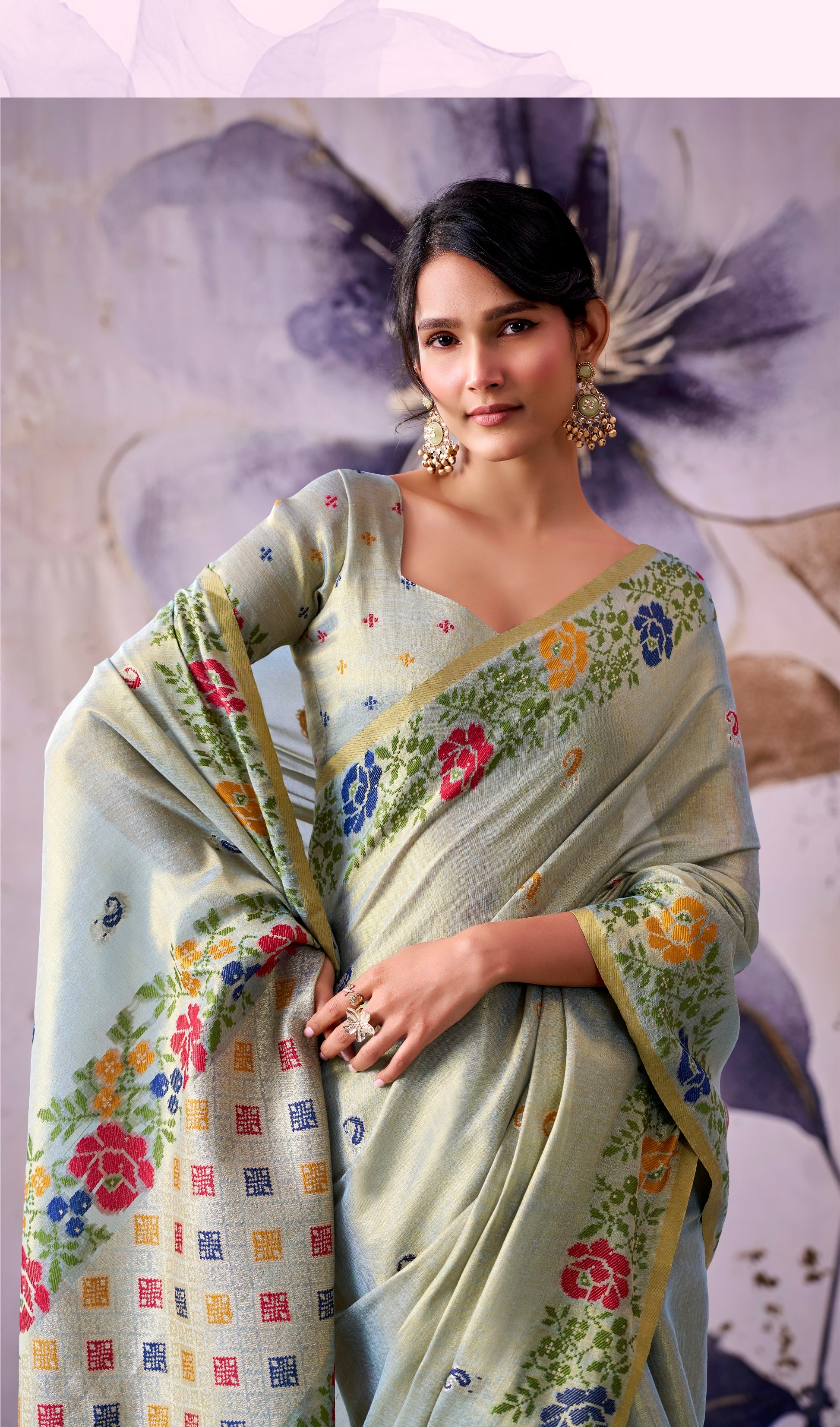 Pista Green Tissue Silk Ready To Wear/Easy Saree by Stylebypanaash 