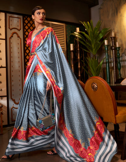 Plus Size Multicolor Crepe Silk Readymade Saree