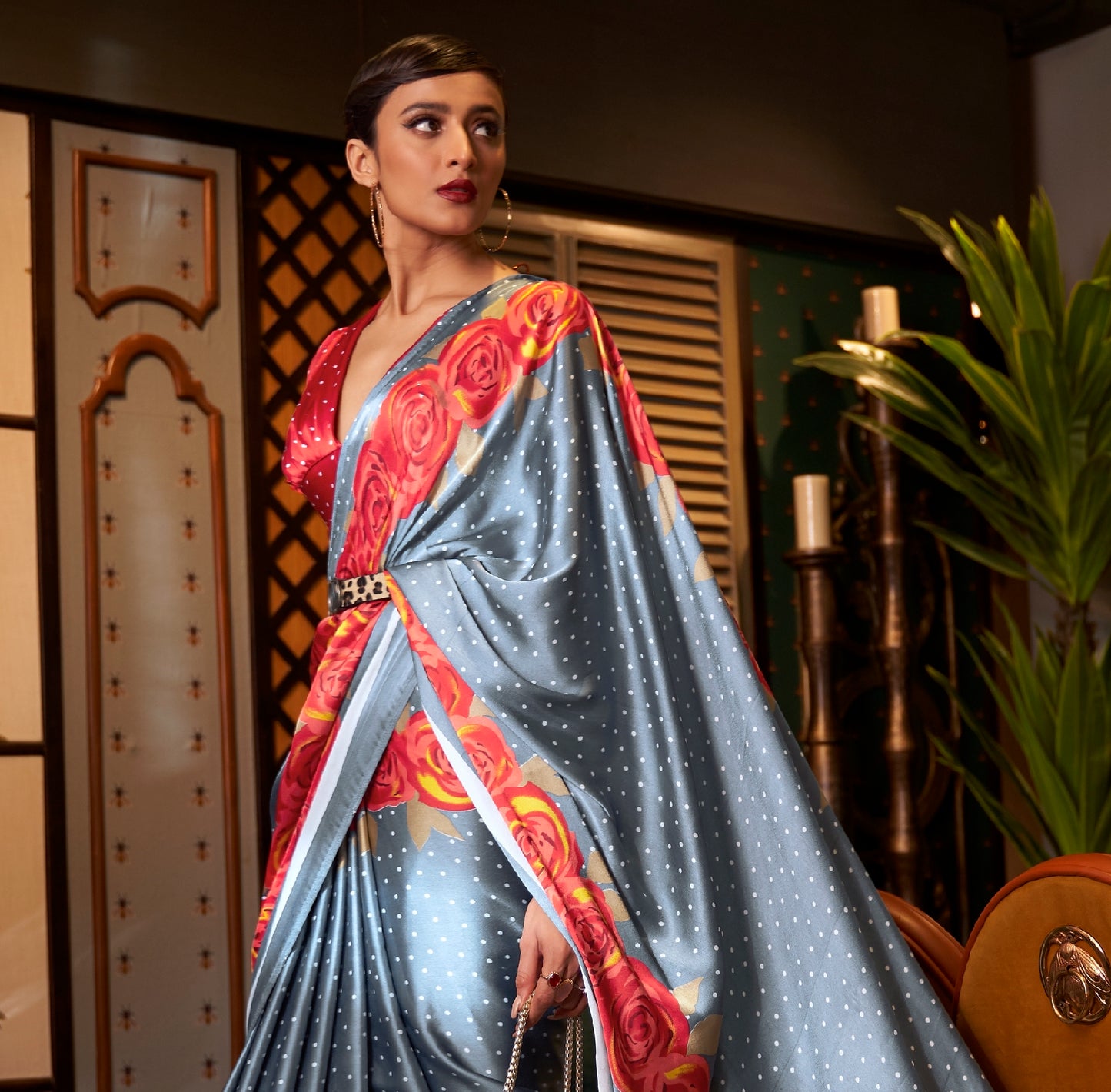 Plus Size Multicolor Crepe Silk Readymade Saree