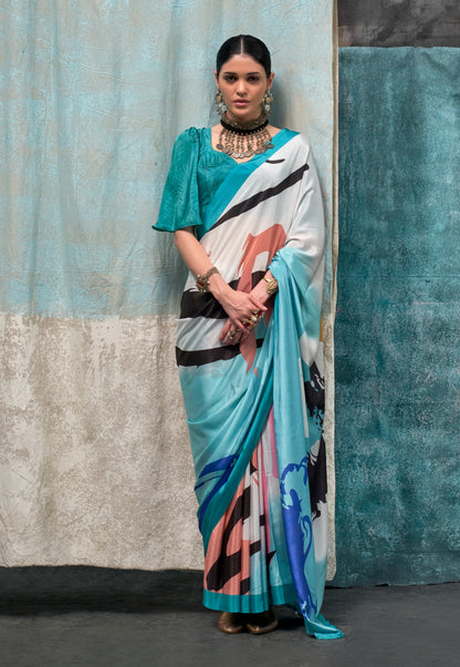 Plus Size Multicolor Crepe Silk Readymade Saree