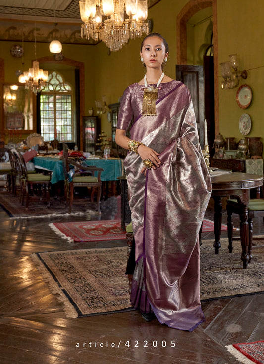 Wine Kanjivaram Silk Readymade/Easy Saree