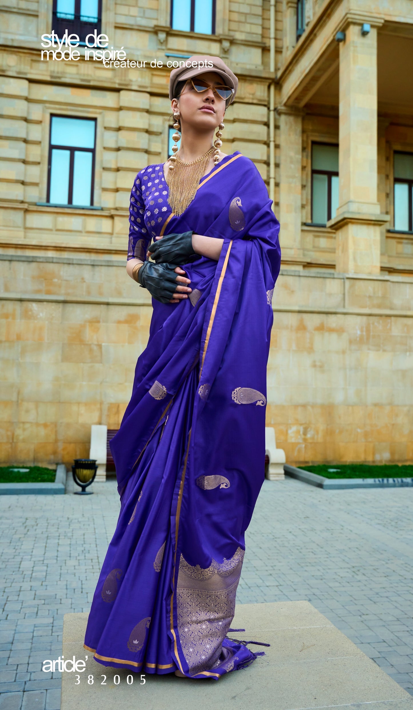 Plus Size Cobalt Blue Color Satin Silk Readymade Saree