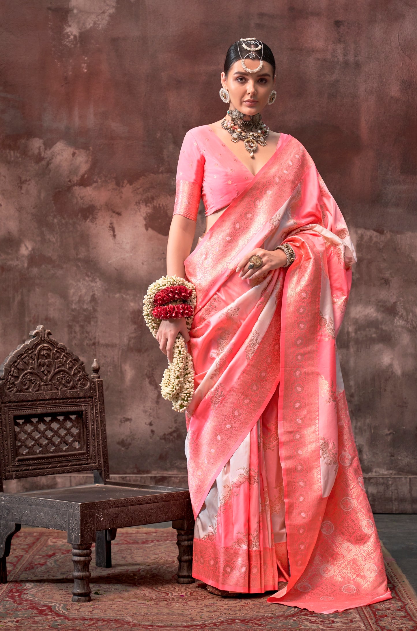 Multi Color Banarasi Silk Readymade/Easy Saree