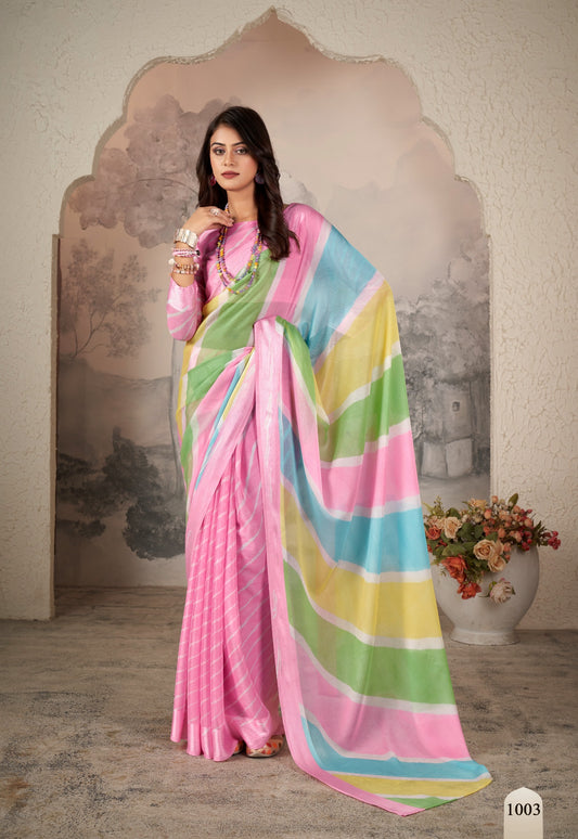 Multi Color Georgette Readymade/Easy Saree