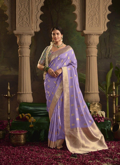 Lavender Color Designer Silk Readymade/Easy Saree