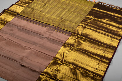 Dusty Mauve Handmade Kanchipuram Pure Silk Custom Sized Ready To Wear Saree - Panaash Saree