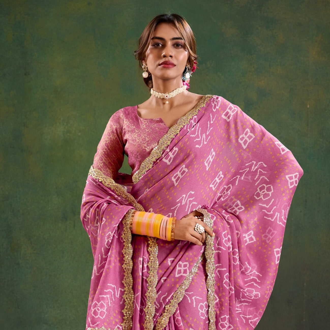 Mauve Color Georgette Readymade/Easy Saree