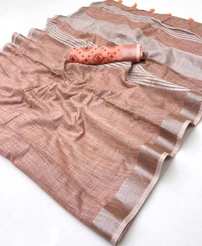 Mocha Linen Office Wear Readymade/Easy Saree - Panaash Saree