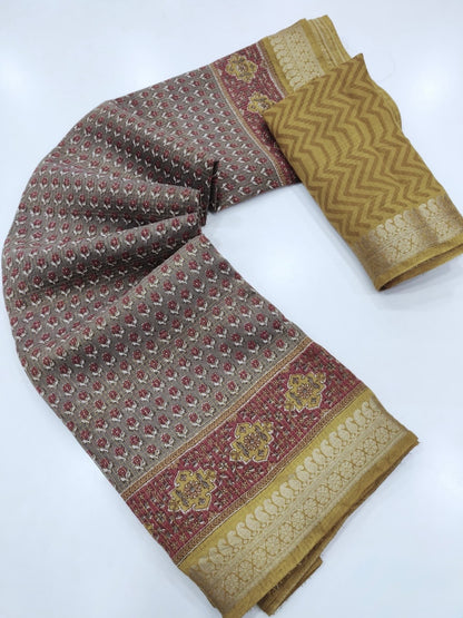 Multicolor Silk Cotton Readymade/Easy Saree