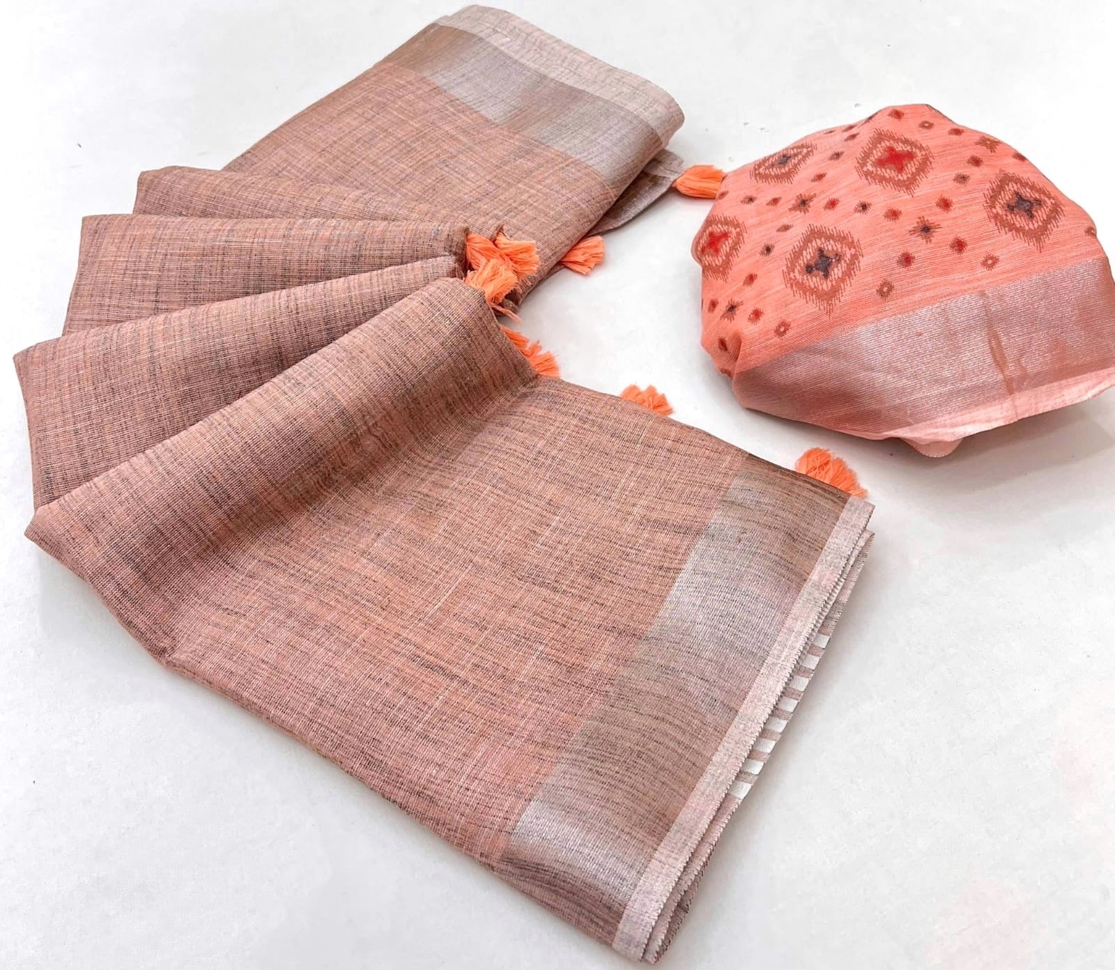 Mocha Linen Office Wear Readymade/Easy Saree - Panaash Saree