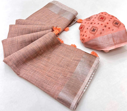 Mocha Linen Office Wear Readymade/Easy Saree - Panaash Saree