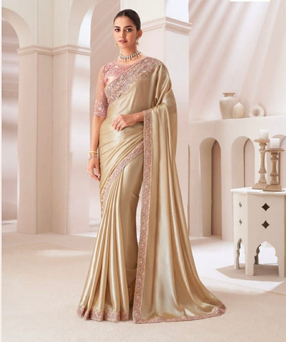 Golden Cocktail Readymade Saree