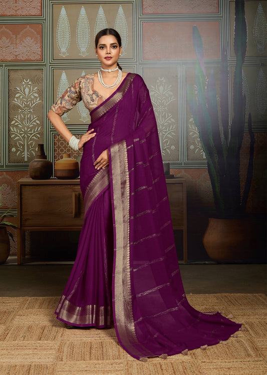 Magenta Georgette Readymade/Easy Saree