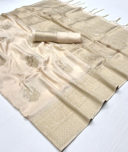 White Khadi Georgette Readymade/Easy Saree