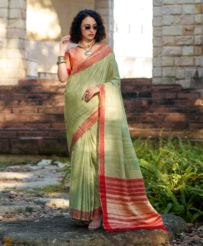 Pista Color Silk Readymade/Easy Saree