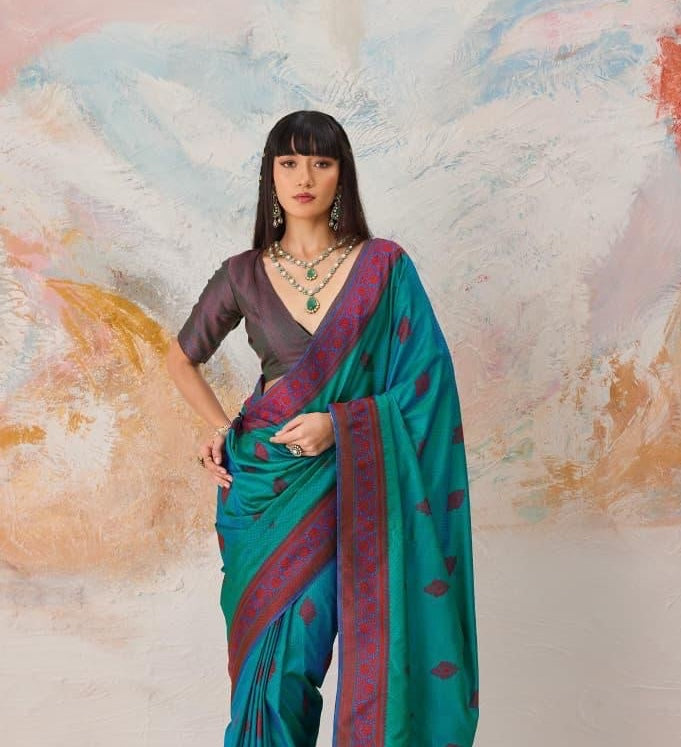 Peacock Blue Readymade/Easy Kanjivaram Saree - Panaash Saree