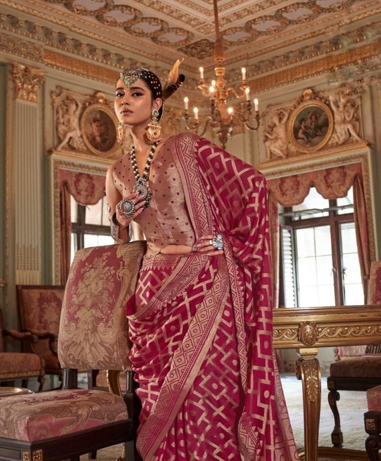 Magenta Georgette Ready To Wear/Easy Saree by Stylebypanaash