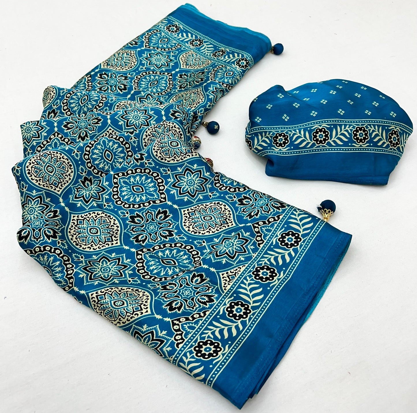 Royal Blue Crepe Silk Ready To Wear/Easy Saree - Panaash Saree