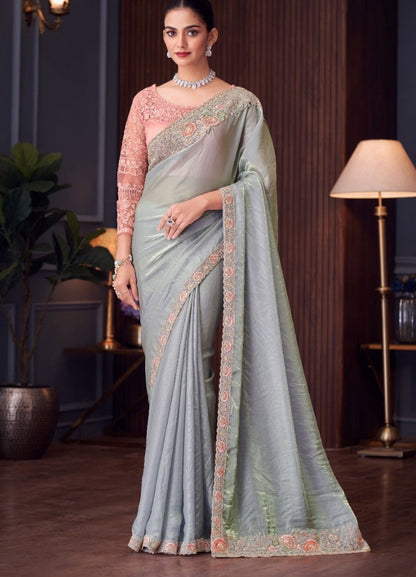 Pastel Color Cocktail Readymade Saree