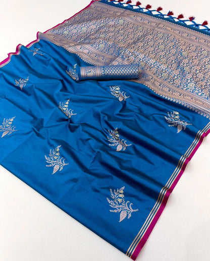 Blue Linen Silk Ready To Wear/Easy Saree - Panaash Saree