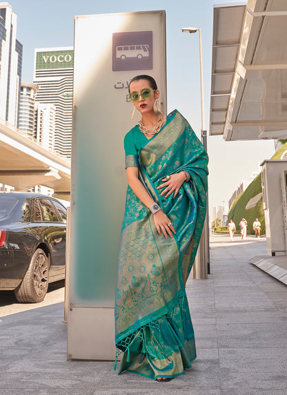 Turquoise Readymade/Easy Saree