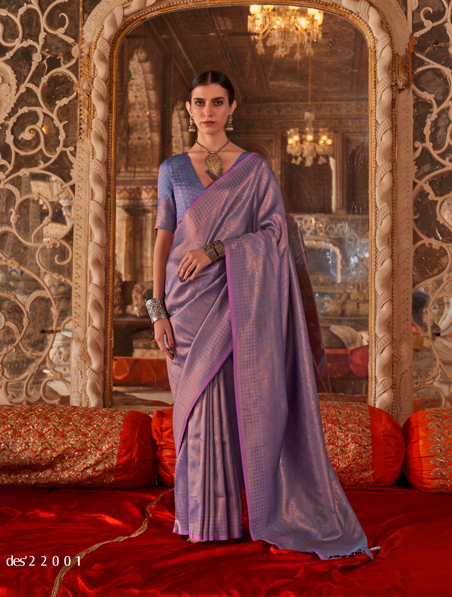 Lavender Kanjivaram Silk Normal Drape Saree - Panaash Saree