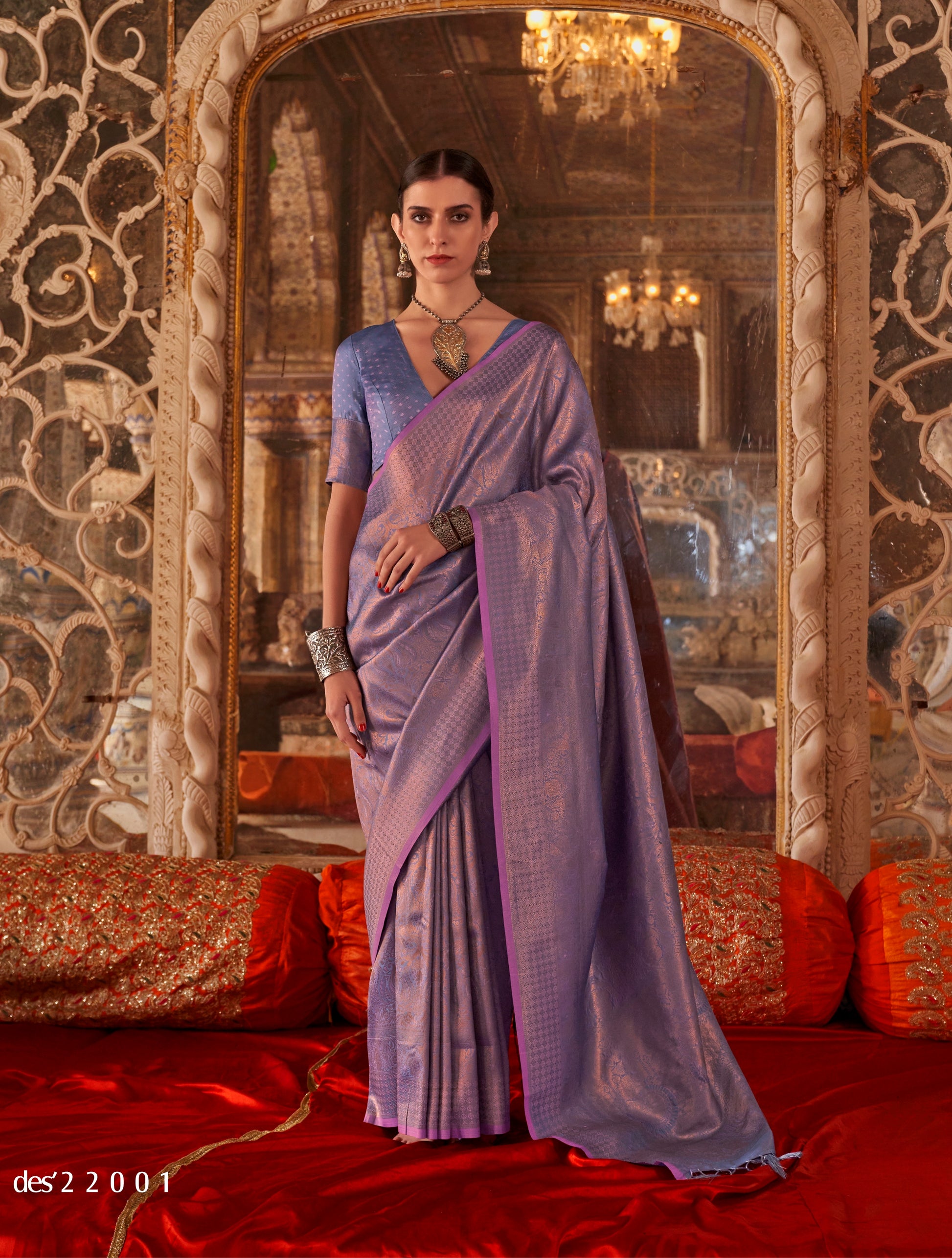 Lavender Kanjivaram Silk Normal Drape Saree - Panaash Saree